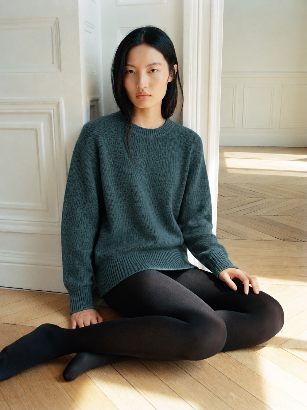 Matty M Green Textured Knit Crewneck Sweater Size M NWOT